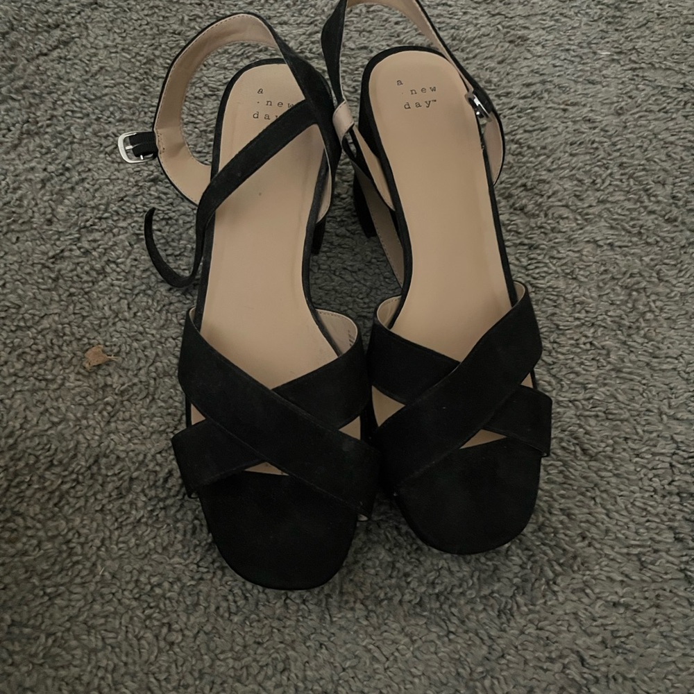 A New Day Black Strappy Sandals